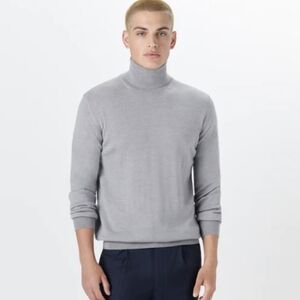 BUGATCHI merino wool knit turtleneck sweater grey XL